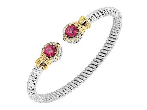 14k Gold & Sterling Silver, Pink Topaz Bracelet by Vahan